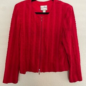 Joseph Ribkoff Vibrant Red Two-Way Zipper Jacket
